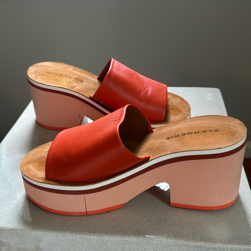 NEVER WORN Clergerie Clem Healed Sandals Size 38 Orange